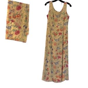 Long silk chiffon dress. Perfect for getaway or special occasion. Wrap too EUC